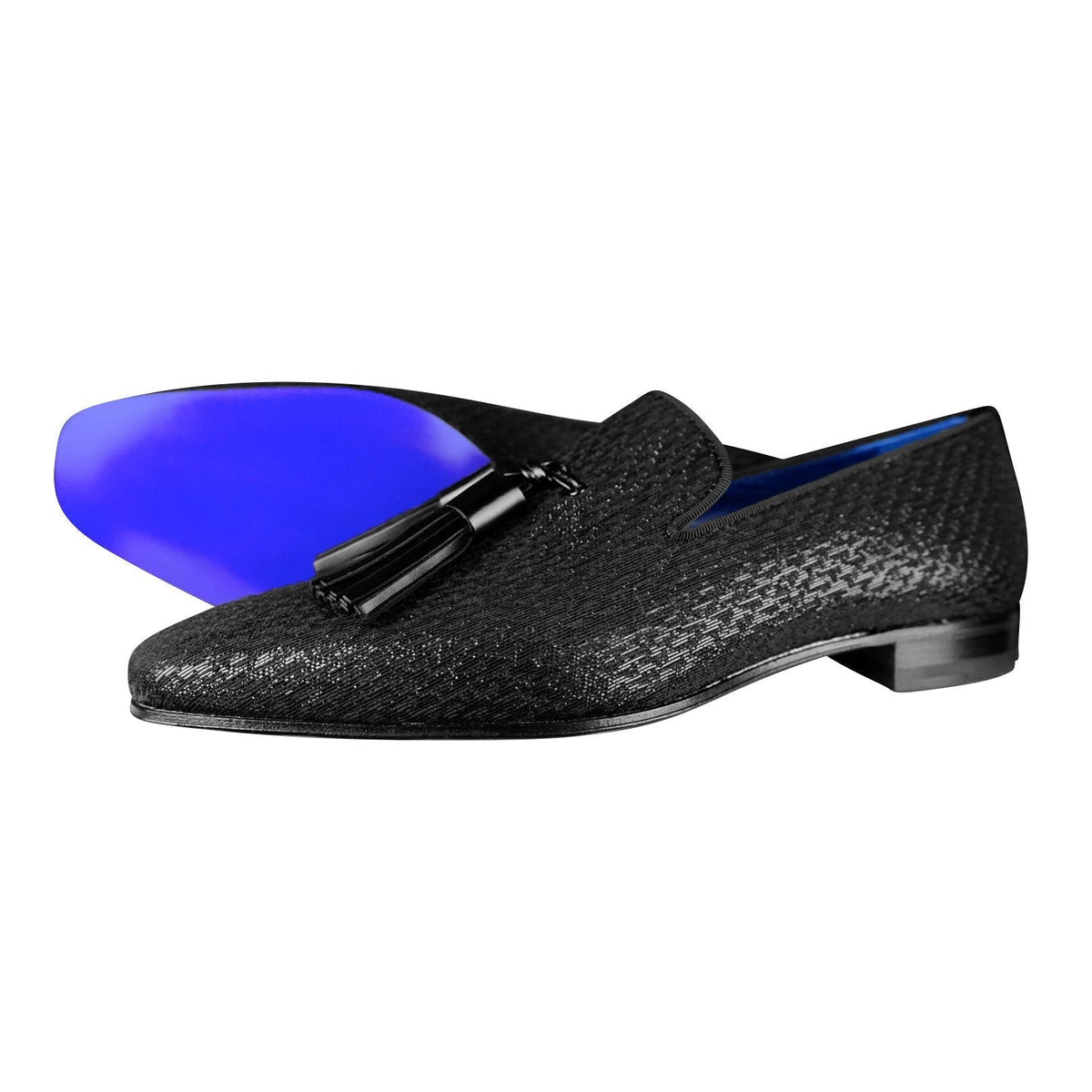 Black Diamante Tassel Loafer for a wedding by Sebastian Cruz Couture