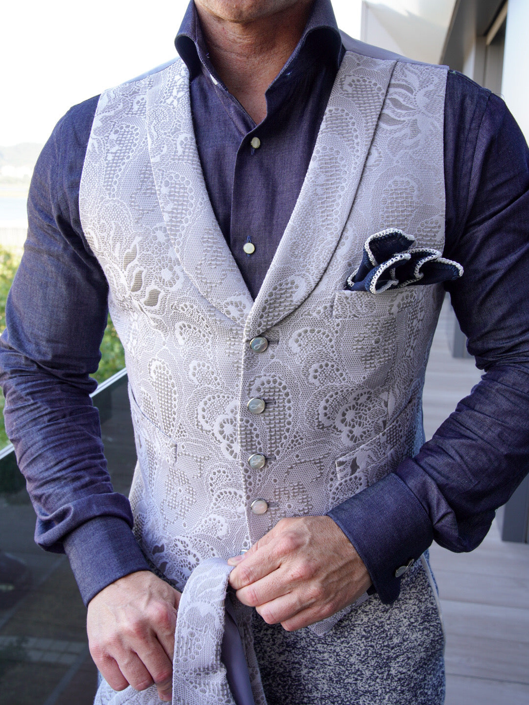 Grigio Damask Ciottoli Waistcoat