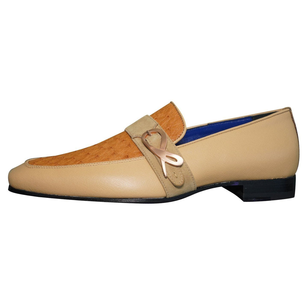 Tuscan Ostrich Monk Rose Gold Loafer-5