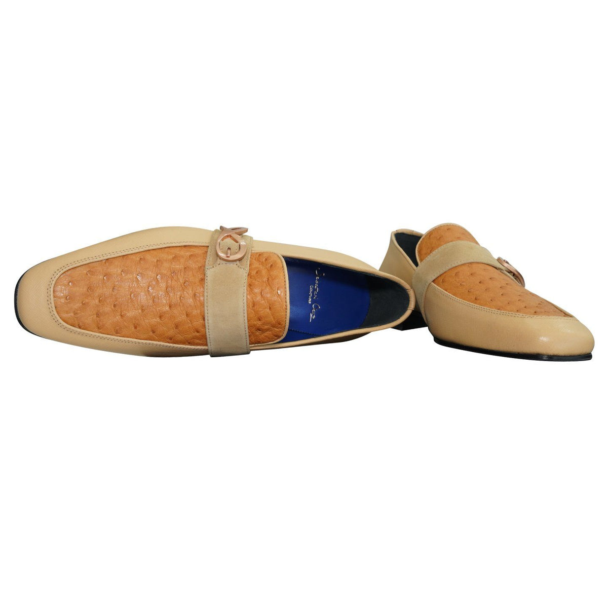 Tuscan Ostrich Monk Rose Gold Loafer-9