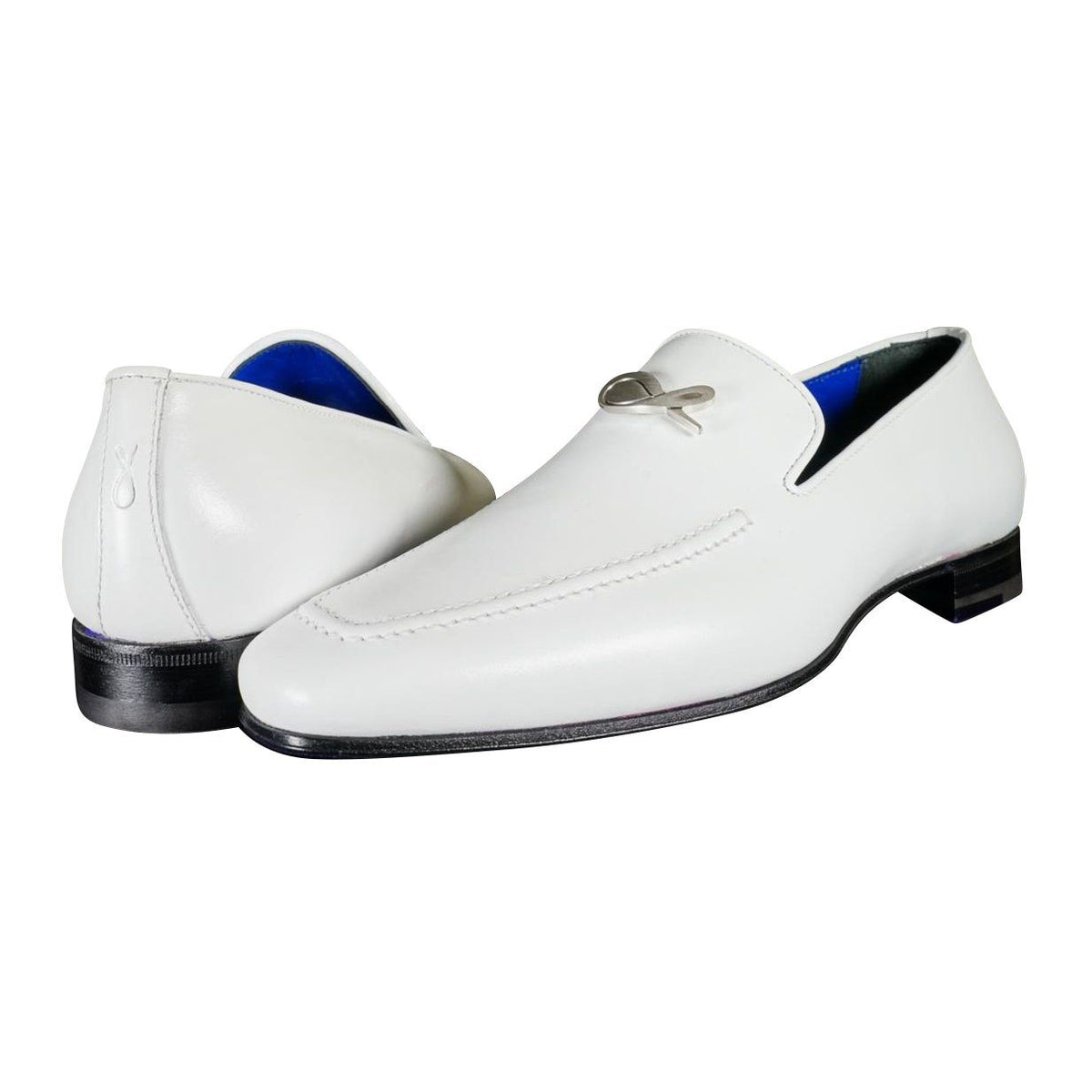 Bianco With Silver Hardware Leather Loafers @ The Vault-3