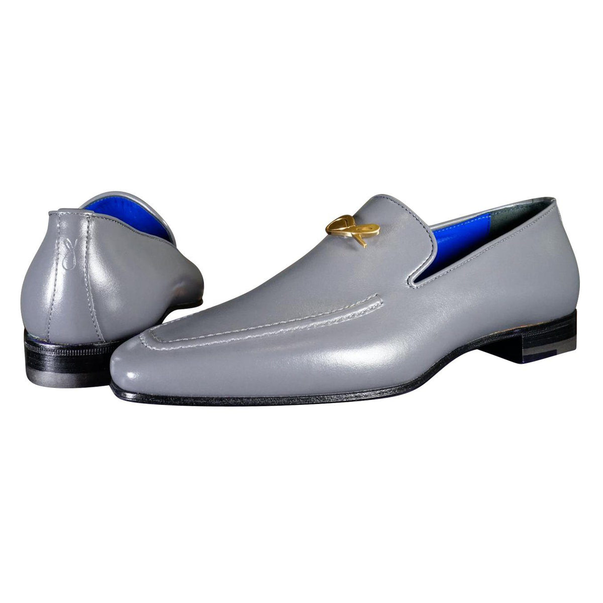 Grafite With Yellow Gold Hardware Leather Loafers-5