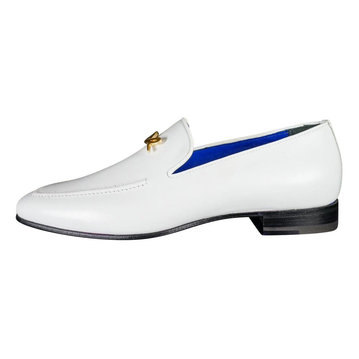 Bianco With Yellow Gold Hardware Leather Loafers-6