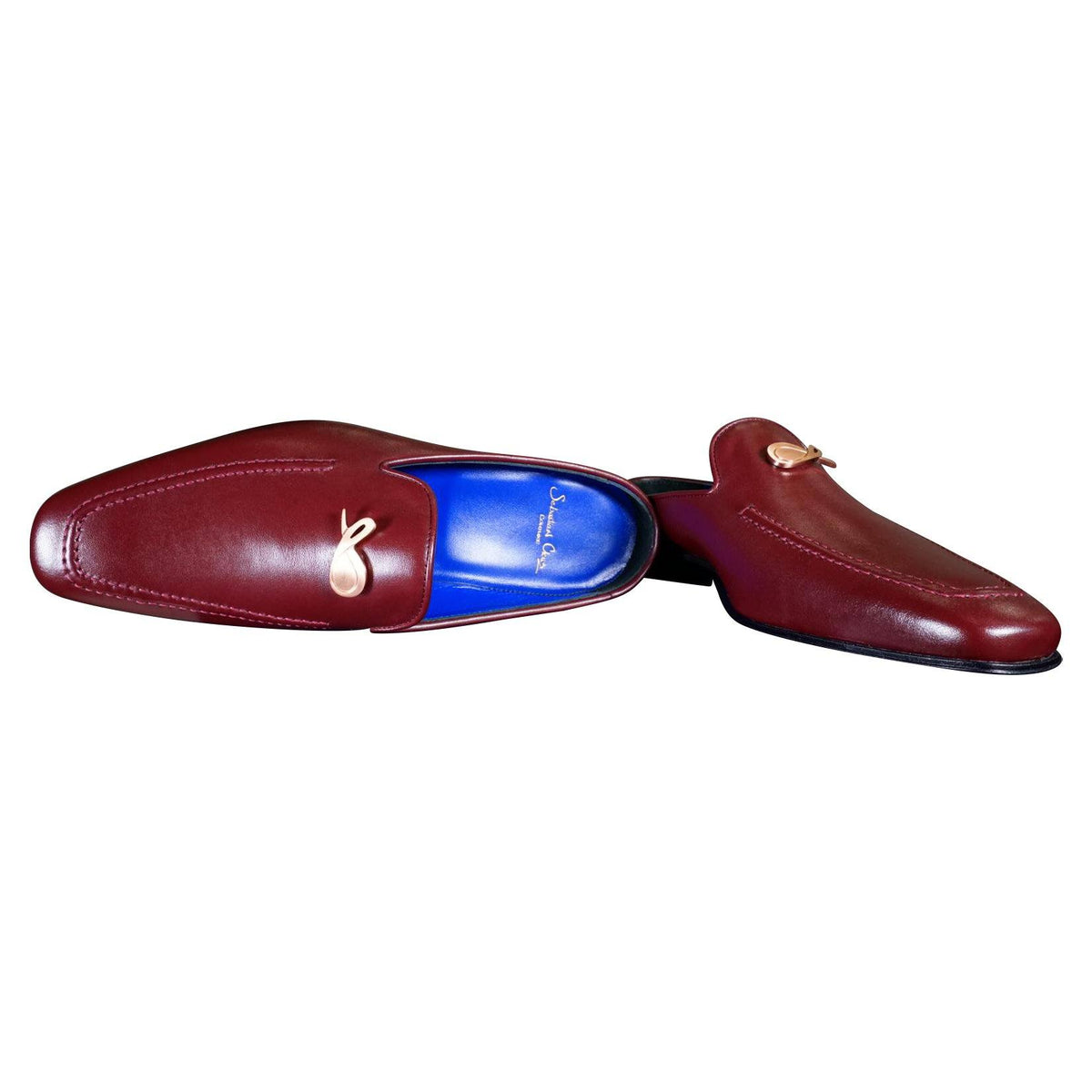 Bordo With Rose Gold Hardware Leather Slippers-5