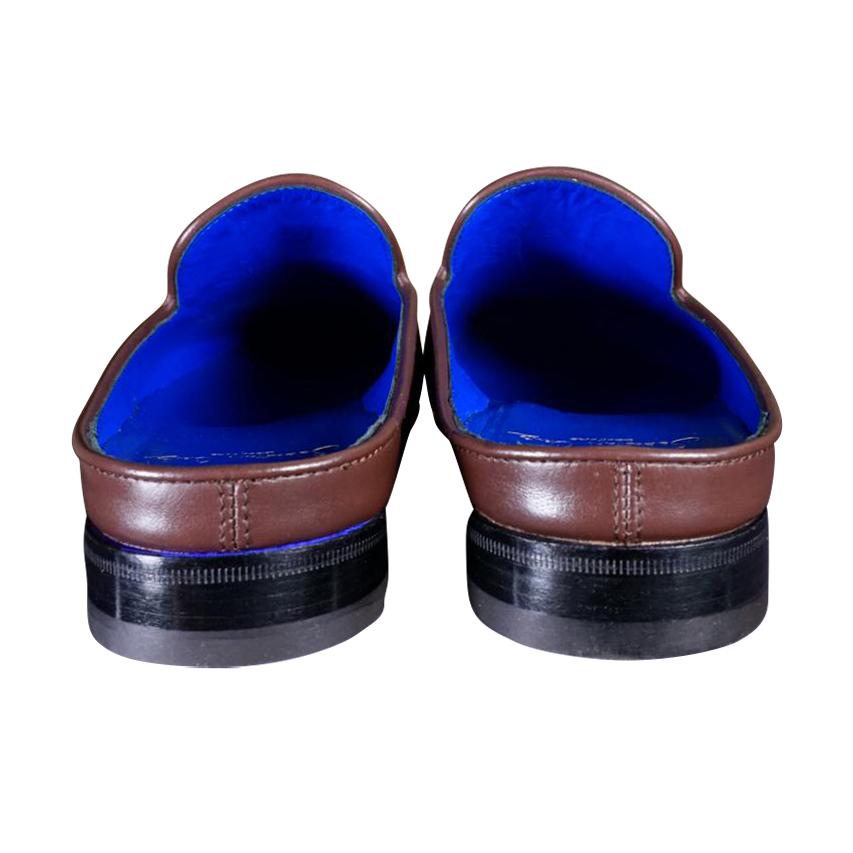 Cacao With Rose Gold Hardware Leather Slipper-7