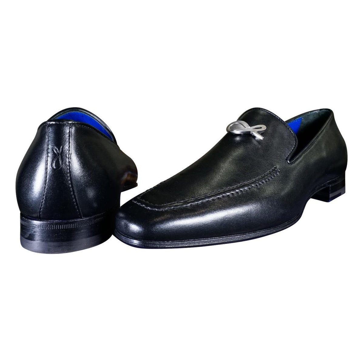 Nero Opal With Silver Hardware Leather Loafer-5