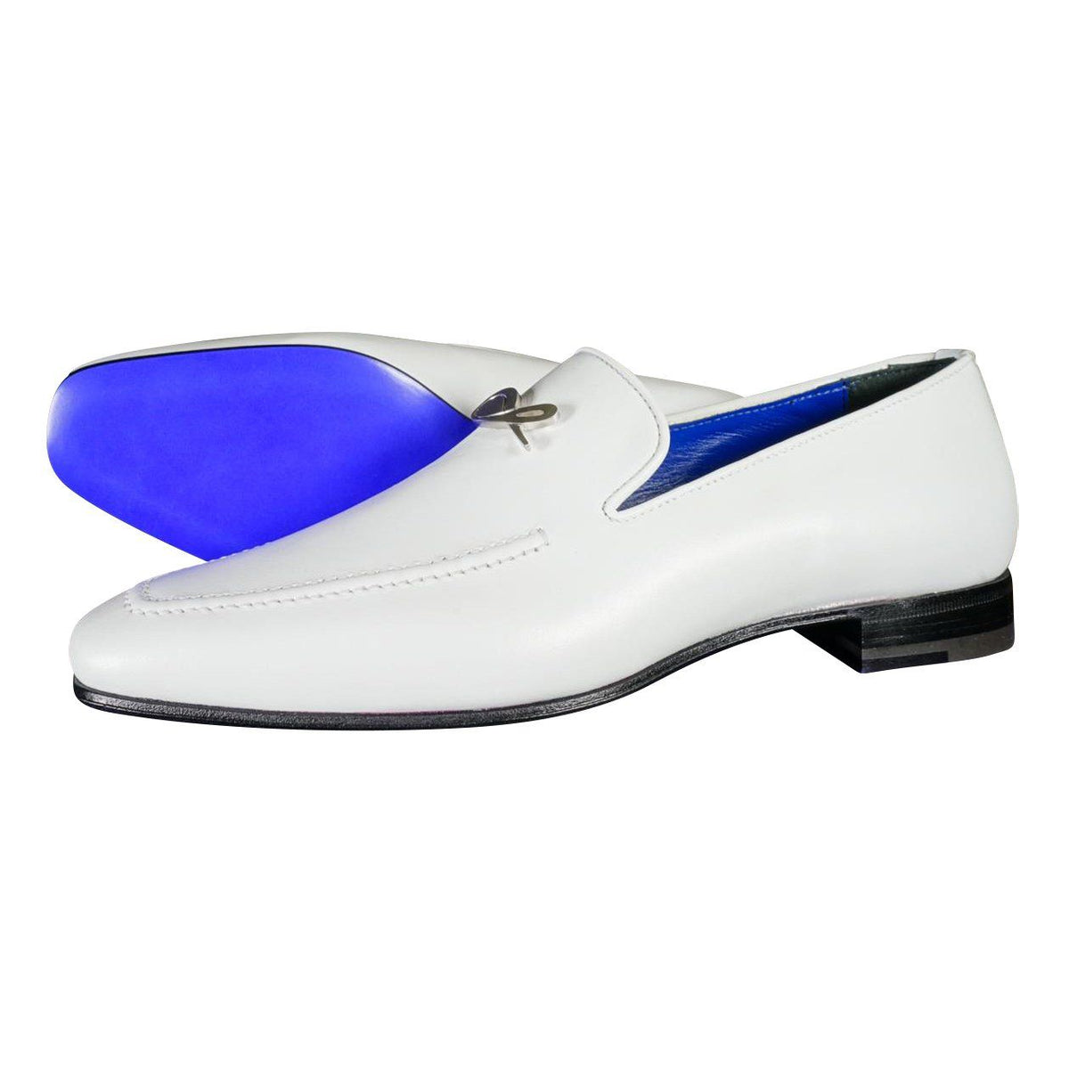 Bianco With Silver Hardware Leather Loafers @ The Vault