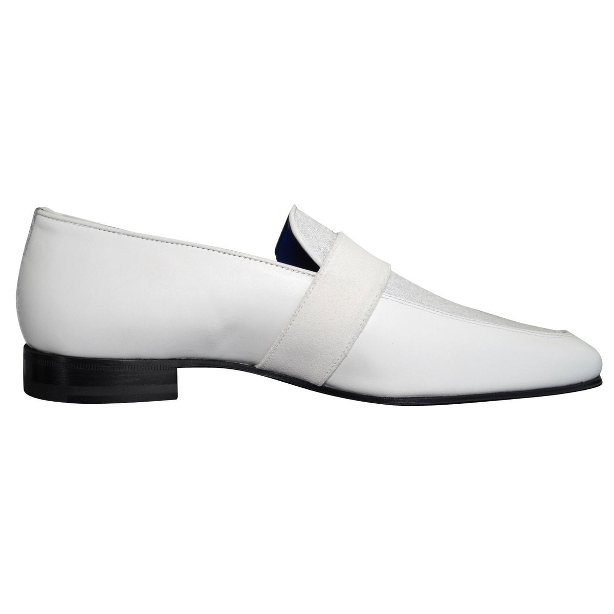 White Diamante Leather Monk Loafers-7