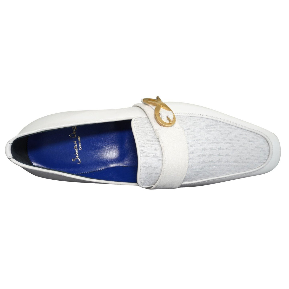 White Diamante Leather Monk Yellow Gold Loafers @ The Vault-6