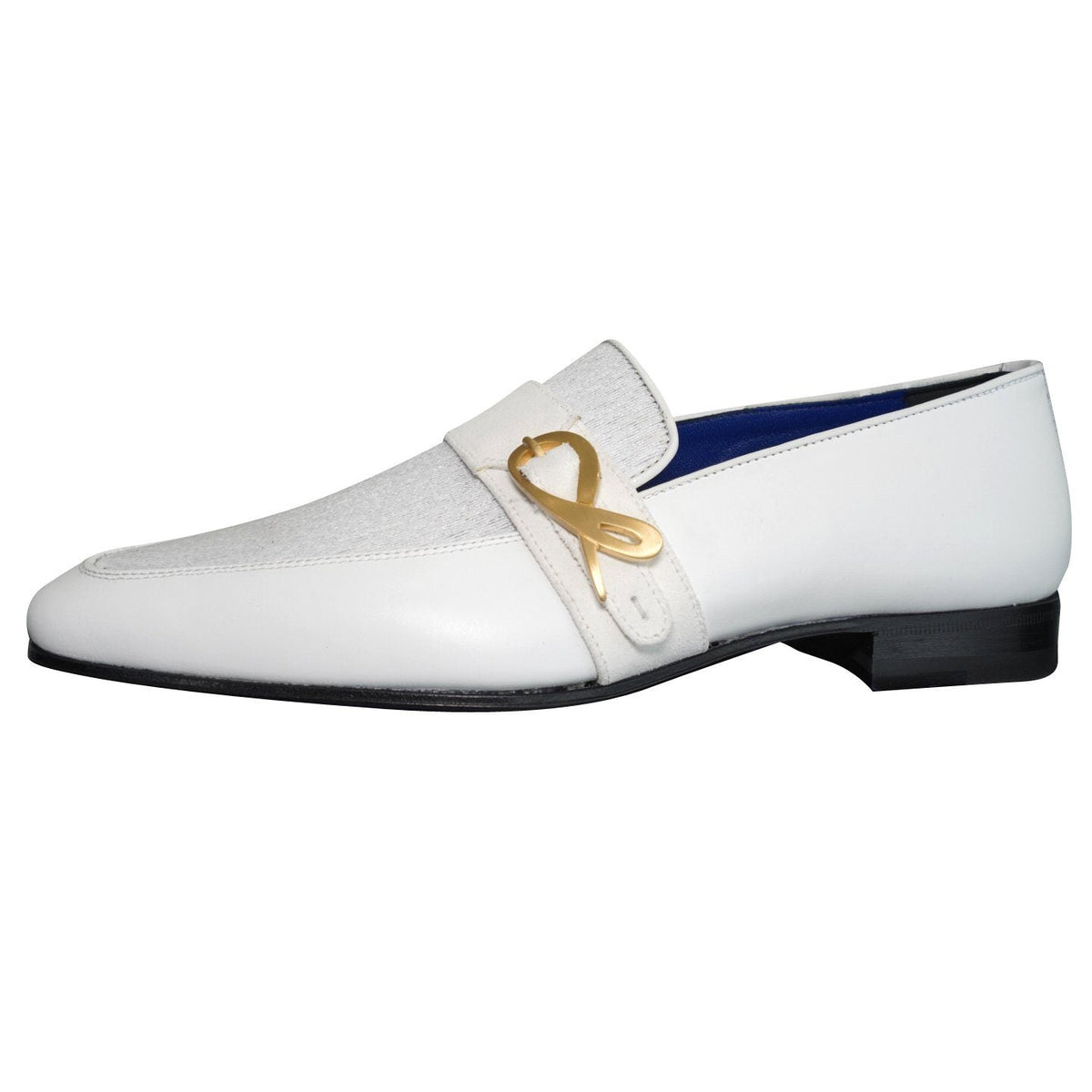 White Diamante Leather Monk Loafers-5