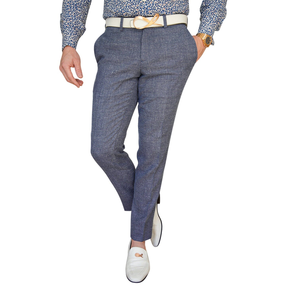 Cobalt Tweed Trousers