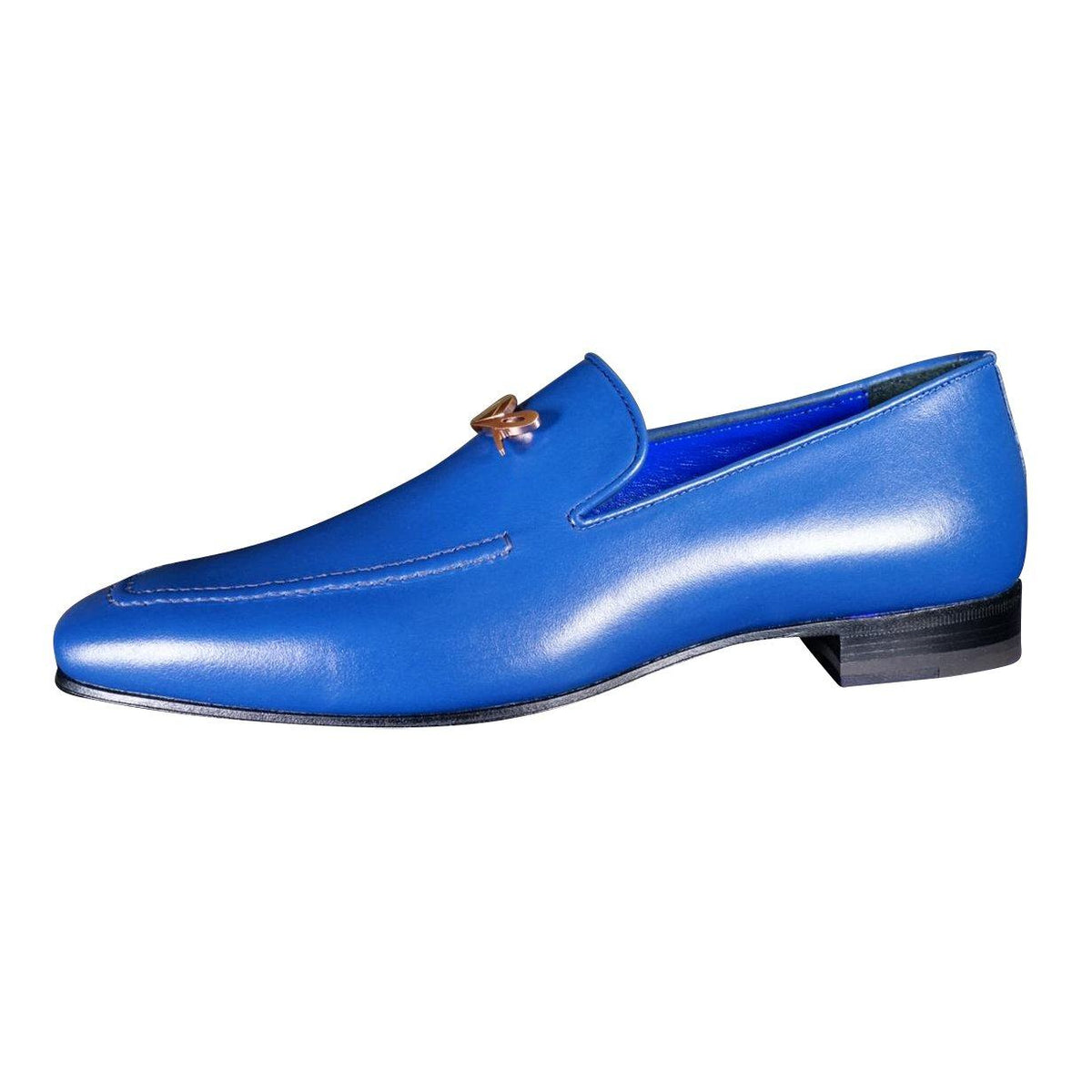 Cobalt With Rose Gold Hardware Leather Loafer-5