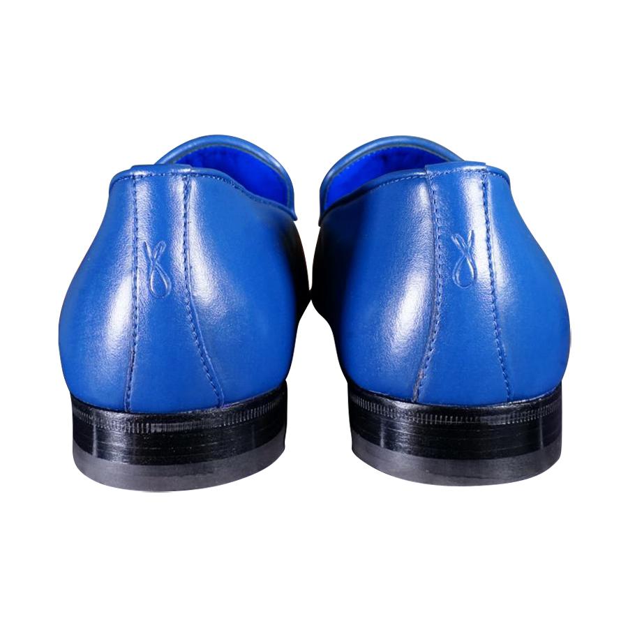 Cobalt With Silver Hardware Leather Loafer-7