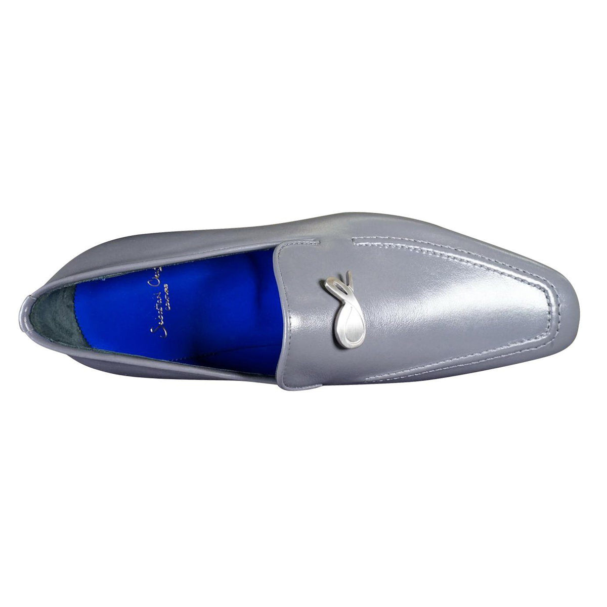 Grafite With Silver Hardware Leather Loafers-8