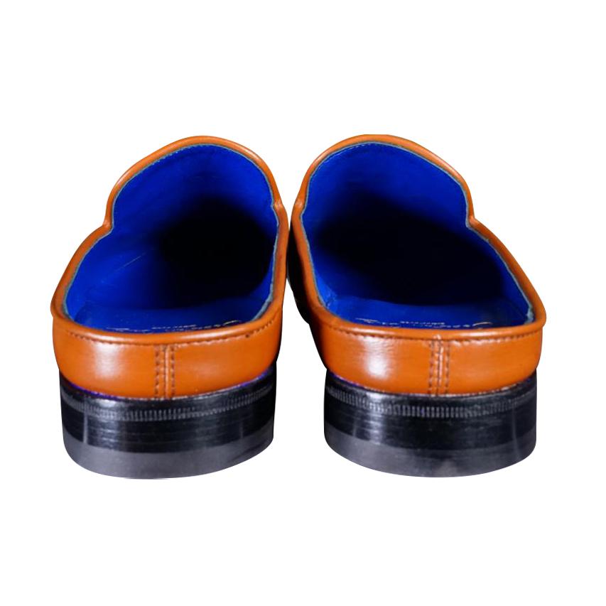 Caramello With Yellow Gold Hardware Leather Slippers-9