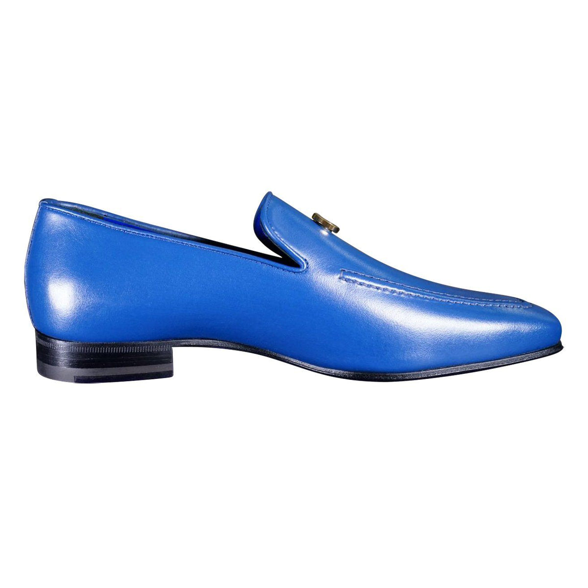 Cobalt With Yellow Gold Hardware Leather Loafer-9