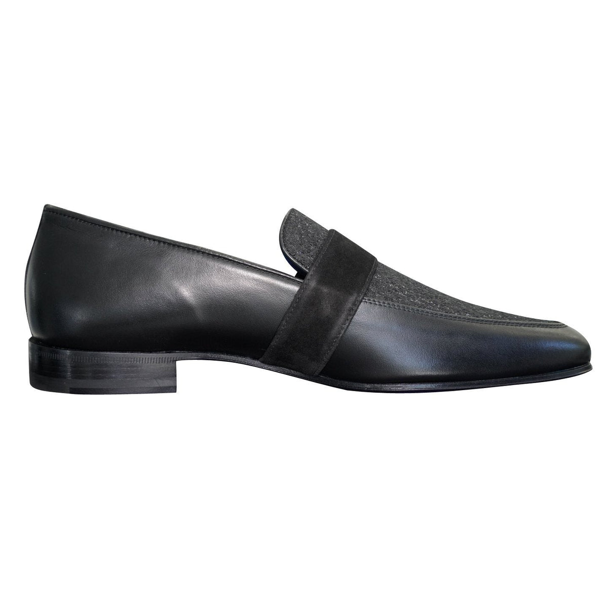 Black Diamante Leather Monk Silver Loafer-7