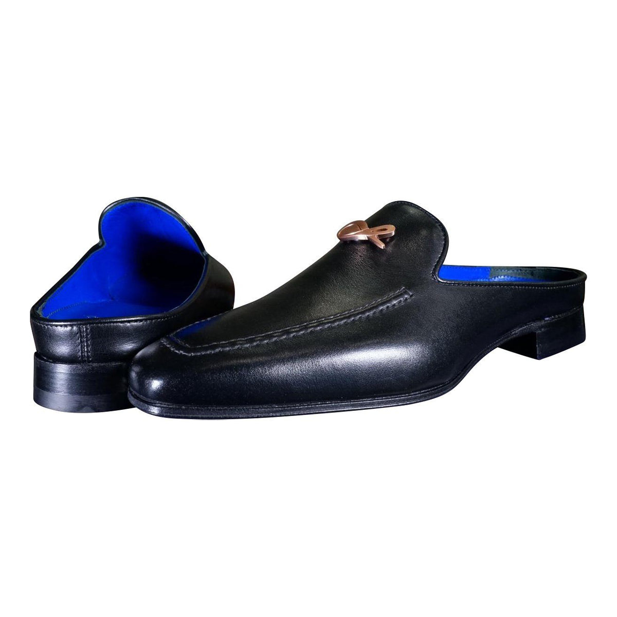Nero Opal With Rose Gold Hardware Leather Slipper-3