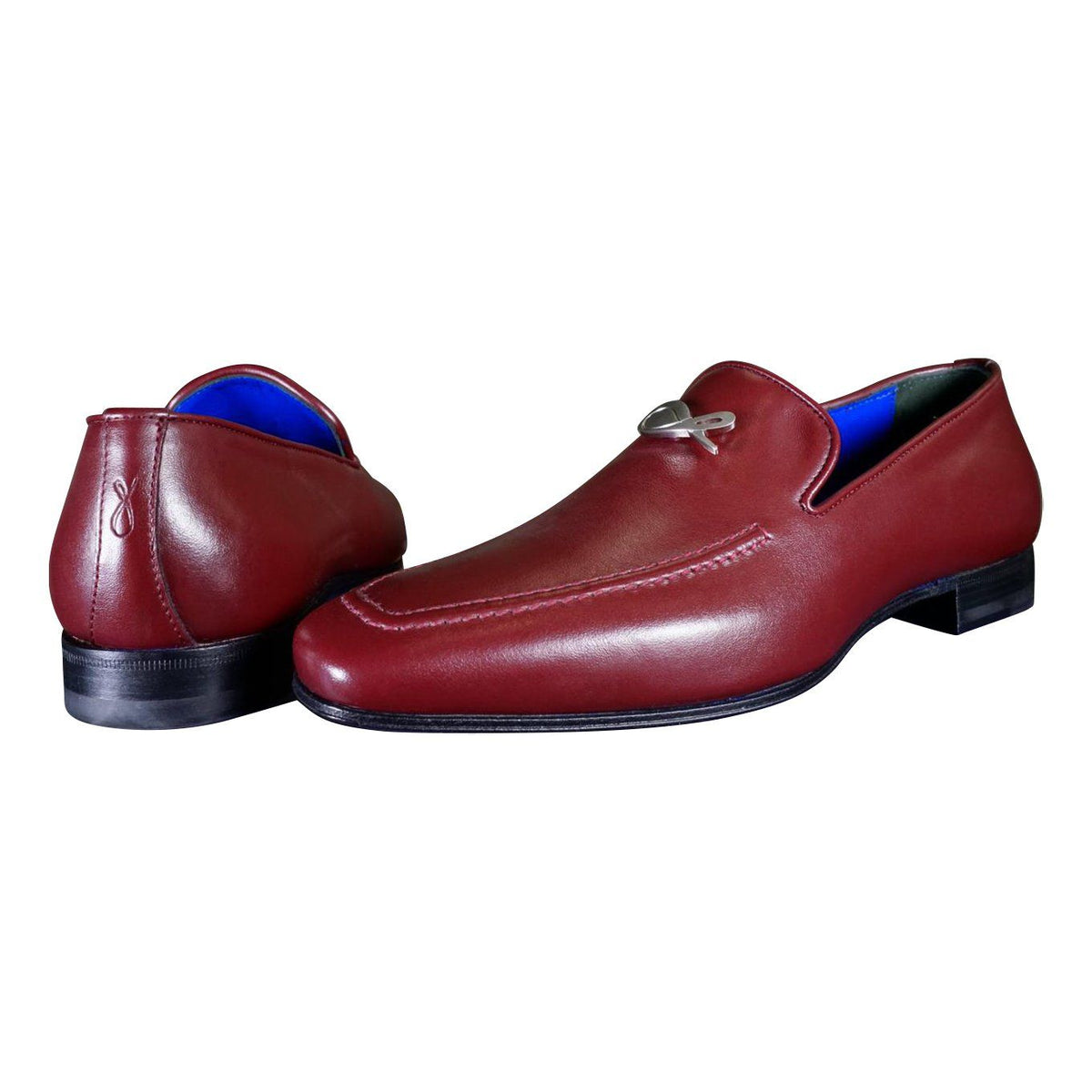 Bordo With Silver Hardware Leather Loafers-3