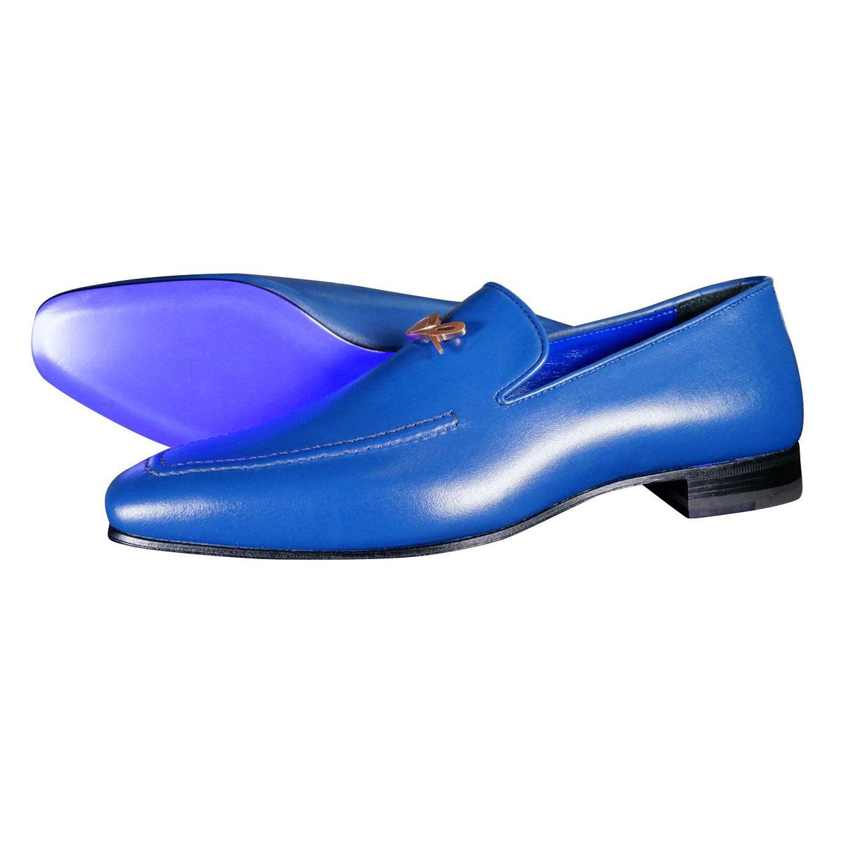 Cobalt With Rose Gold Hardware Leather Loafer