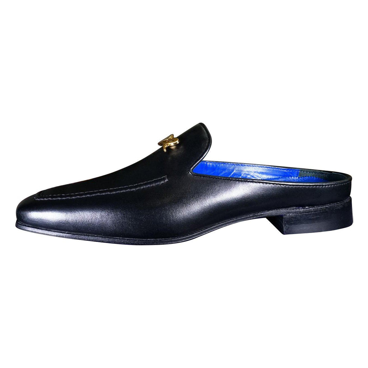 Nero Opal With Yellow Gold Hardware Leather Slipper-6