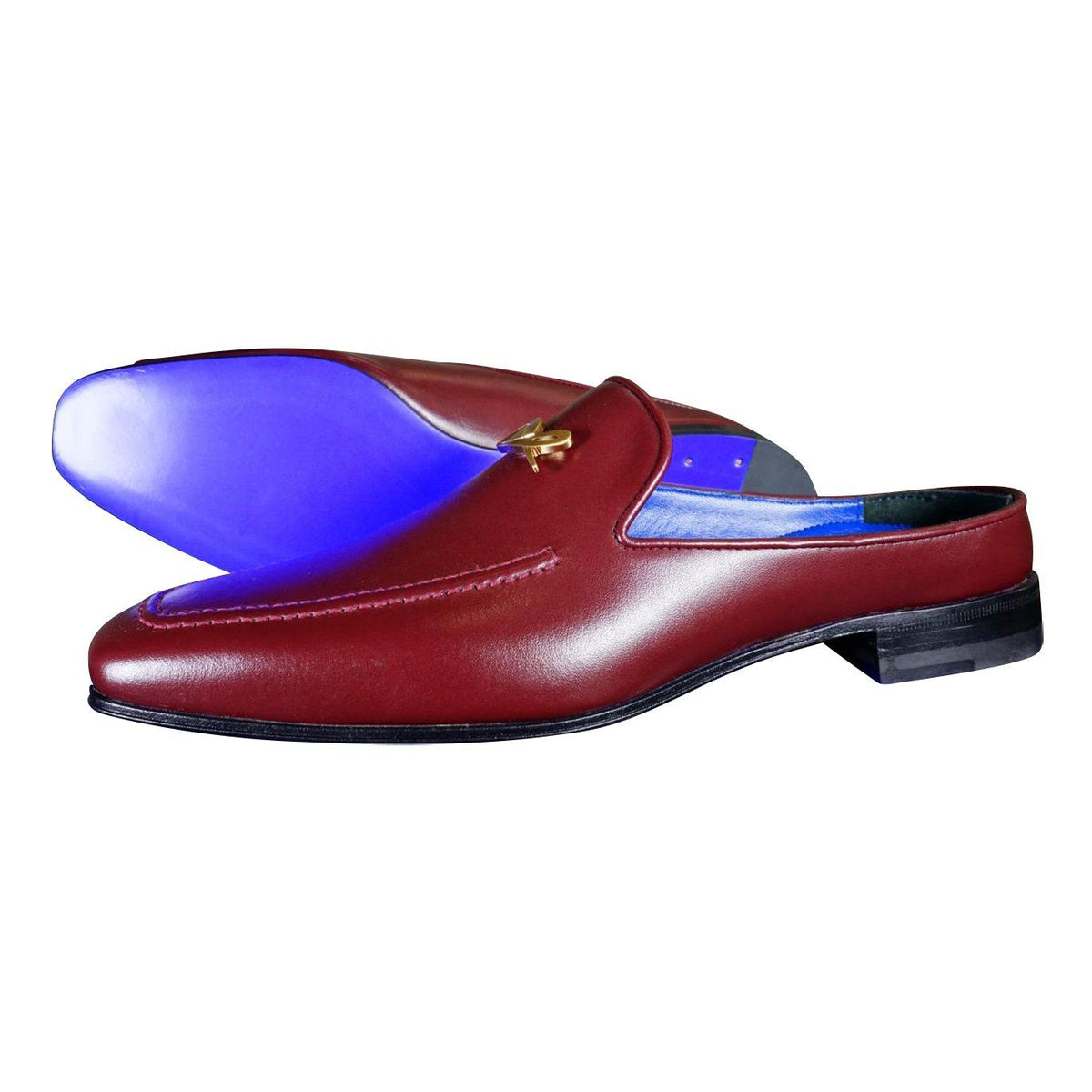 Bordo With Yellow Gold Hardware Leather Slippers