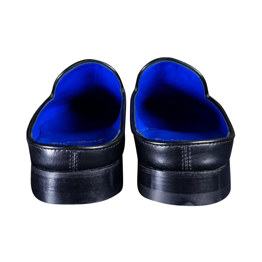 Nero Opal With Rose Gold Hardware Leather Slipper-6