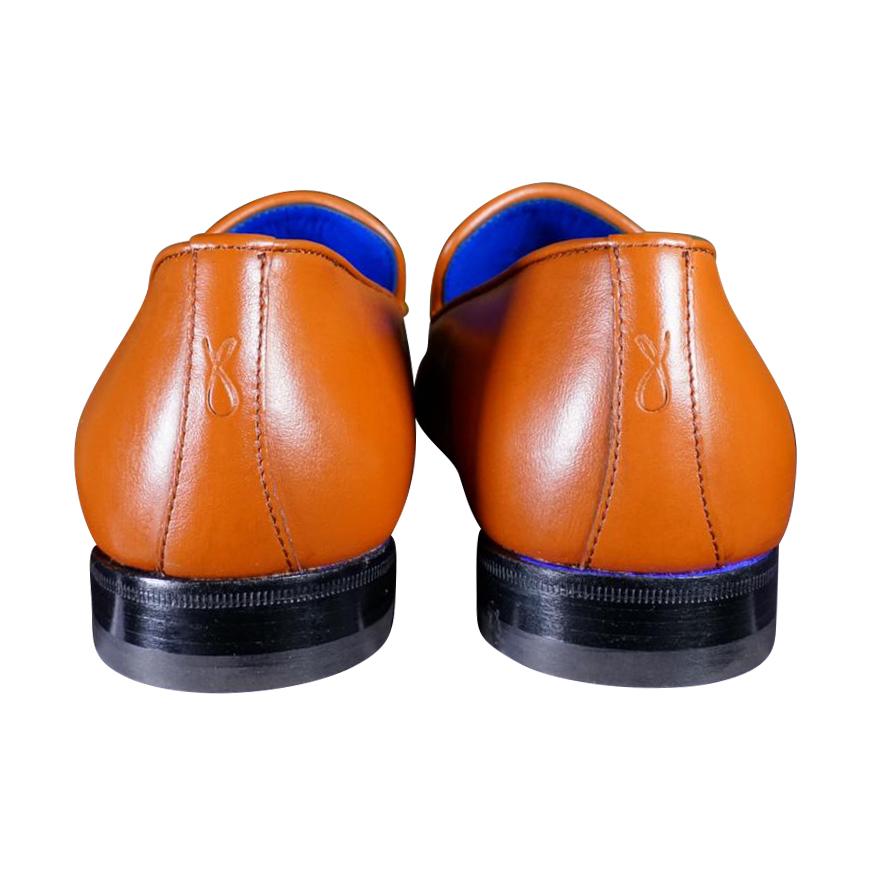 Caramello With Silver Hardware Leather Loafers-7