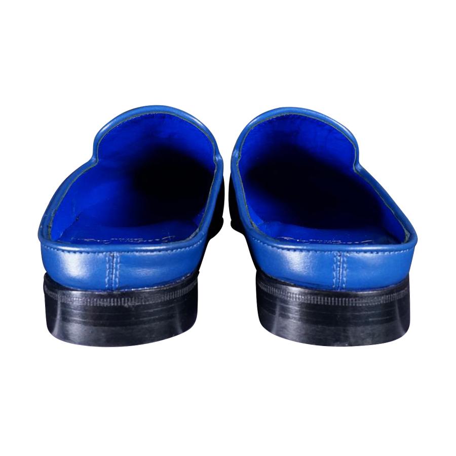 Cobalt With Rose Gold Hardware Leather Slipper-7