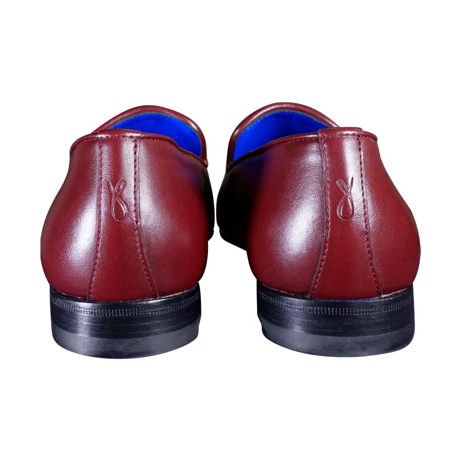 Bordo With Silver Hardware Leather Loafers-9