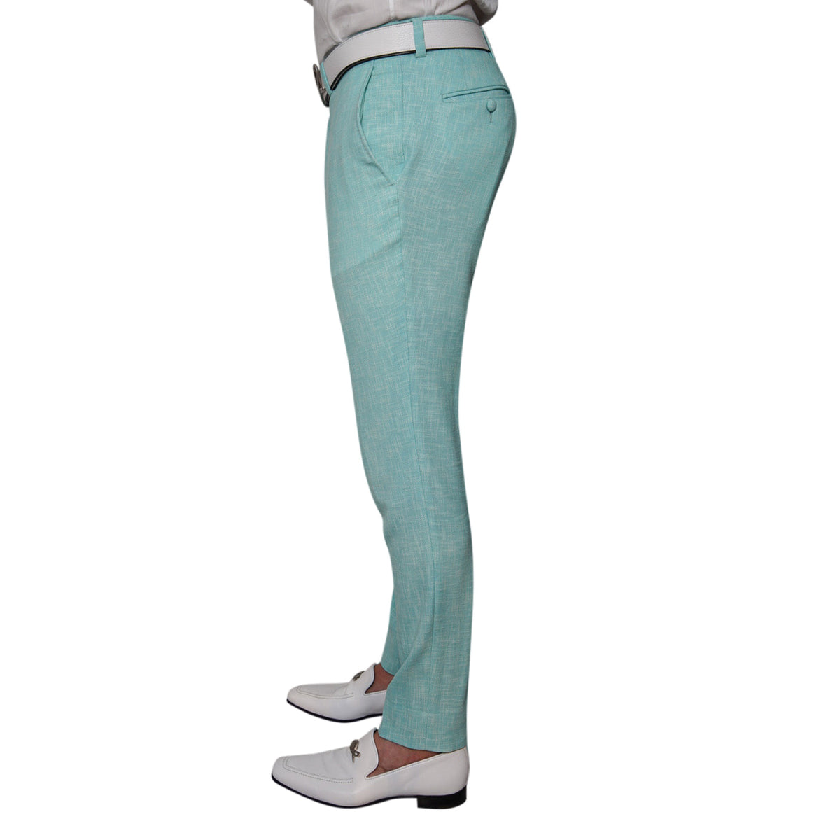 Blu Ciano Lino Tweed Trousers @ The Vault-4