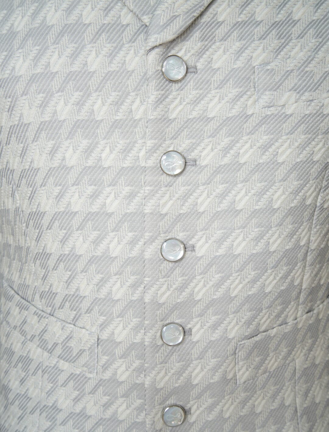 Oyster Grigio Houndstooth Ciottoli Waistcoat-4