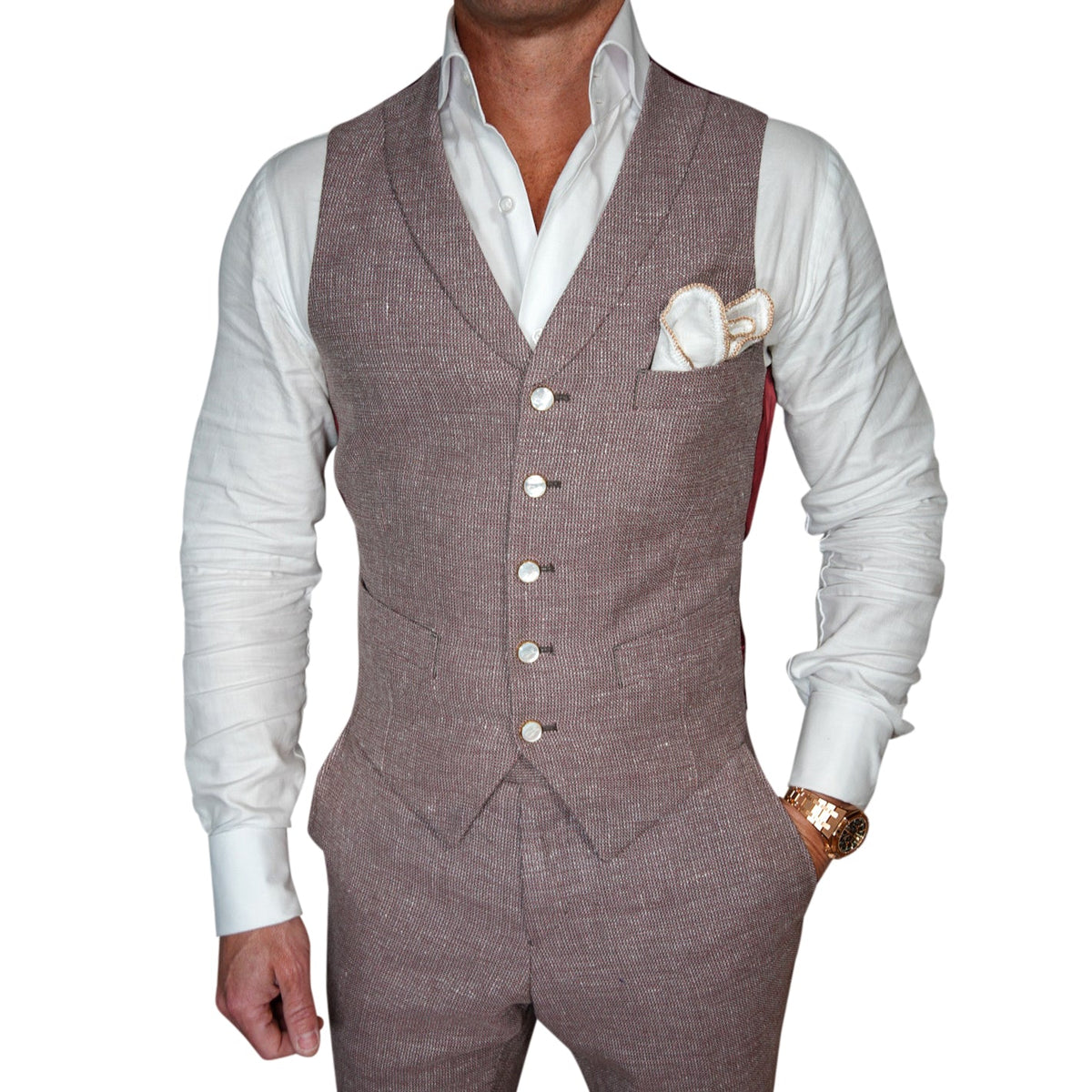 Moca Rosa Ecru Ciottoli Waistcoat @ The Vault