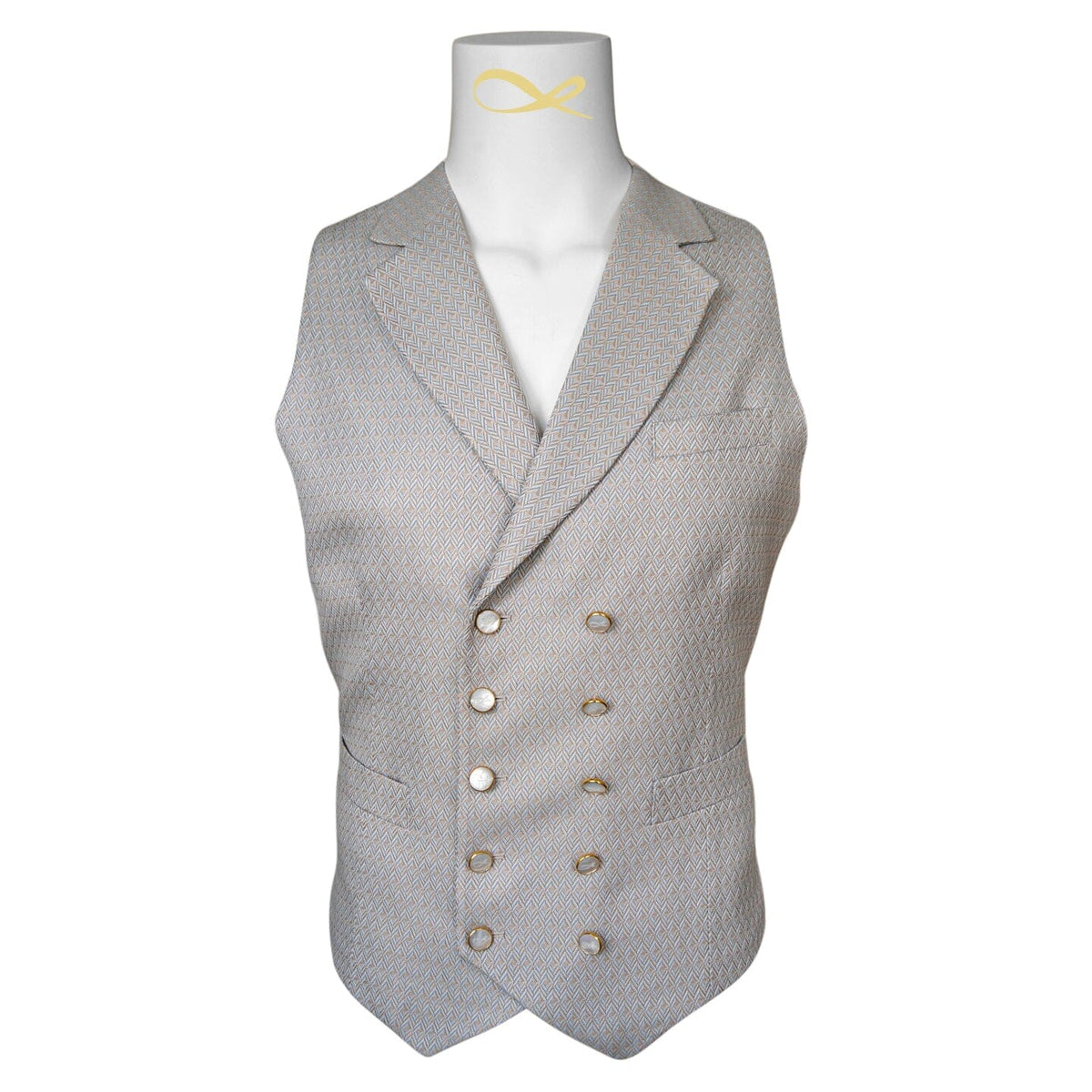 Oyster Herringbone Gemelli Waistcoat @ The Vault-3