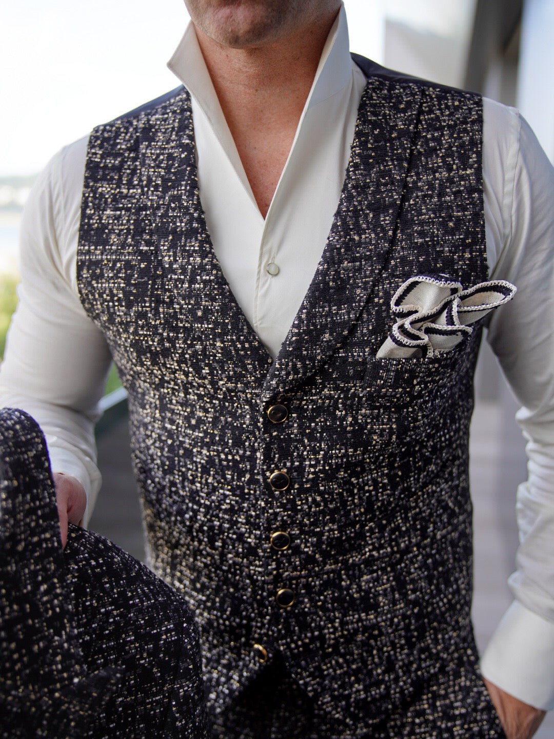 Onyx Oro Tweed Ciottoli Waistcoat-2