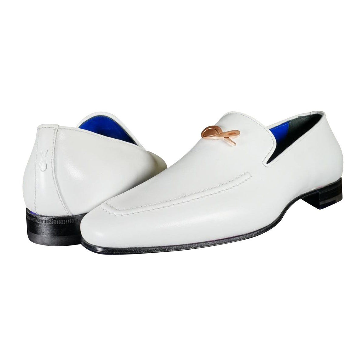 Bianco With Rose Gold Hardware Leather Loafers @ The Vault-3