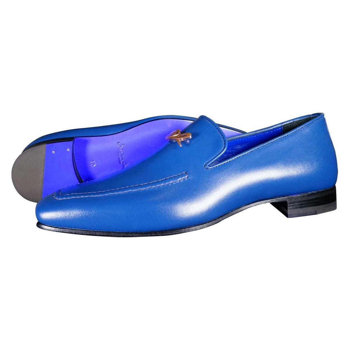 Cobalt With Rose Gold Hardware Leather Loafer