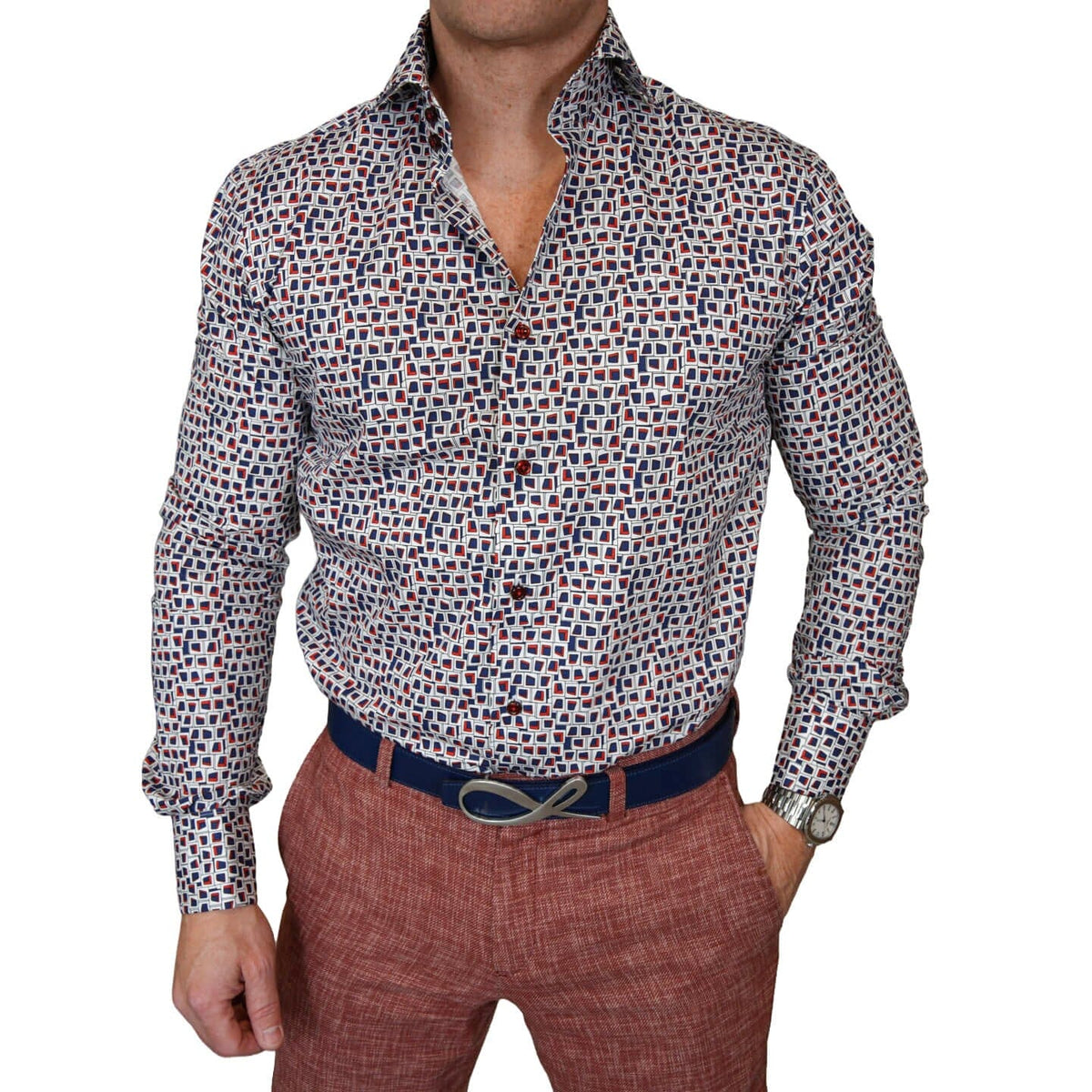 Red Quadri Dress Shirt-1