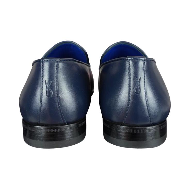 Classica Blu Mezzanotte With Silver Hardware Leather Loafer-9