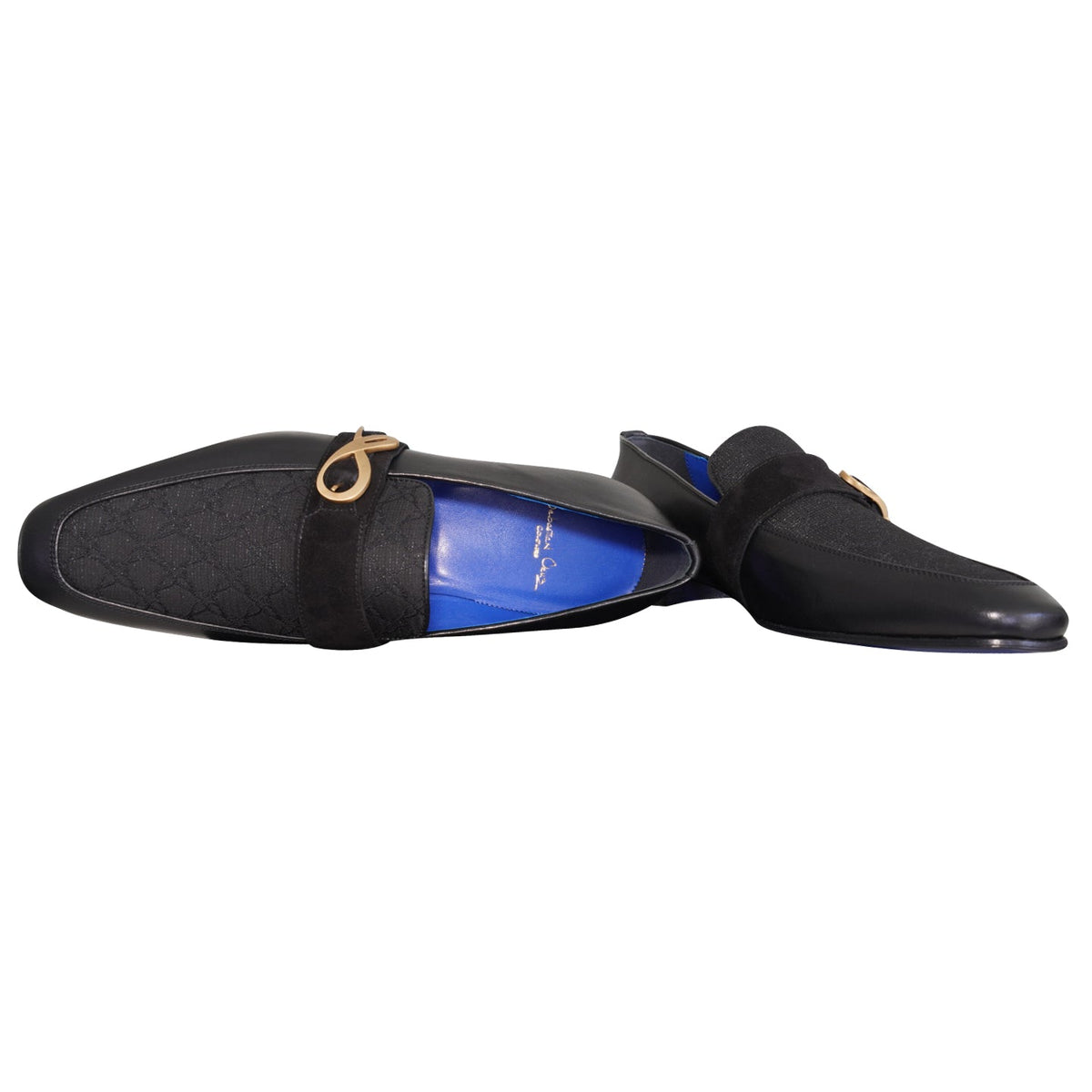 Raven Nero Logo Monk Loafers With Yellow Gold Buckle-8