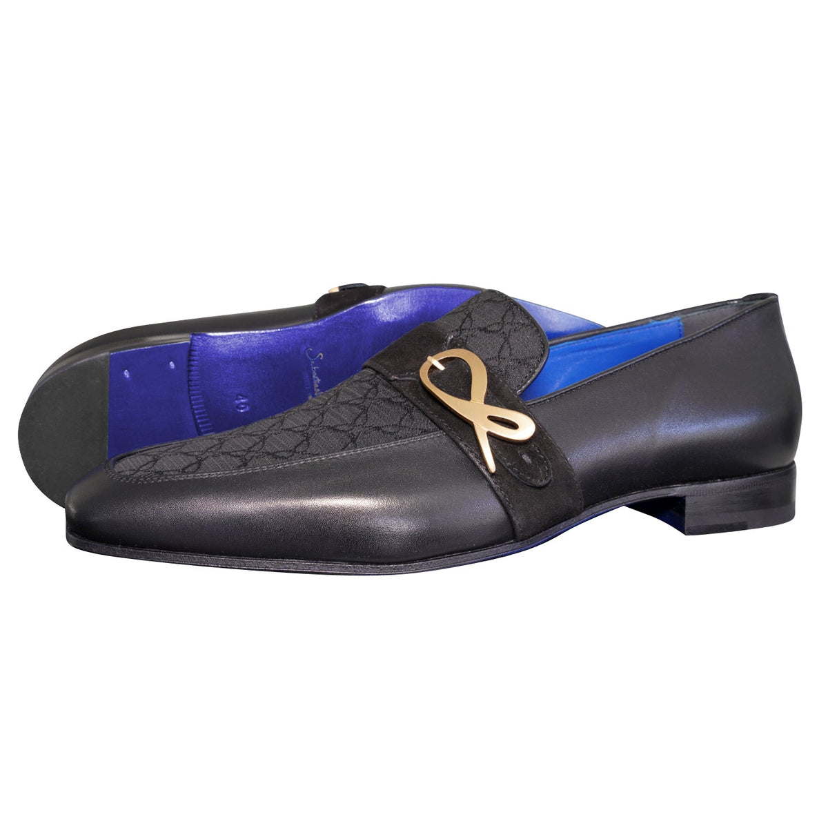 Raven Nero Logo Monk Loafers With Yellow Gold Buckle @ The Vault
