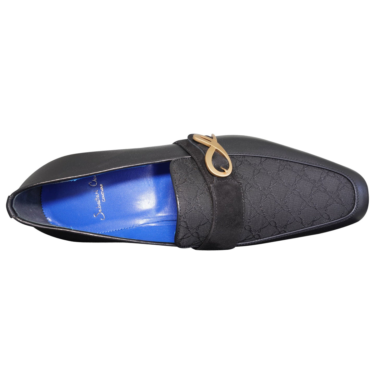 Raven Nero Logo Monk Loafers With Yellow Gold Buckle @ The Vault-6