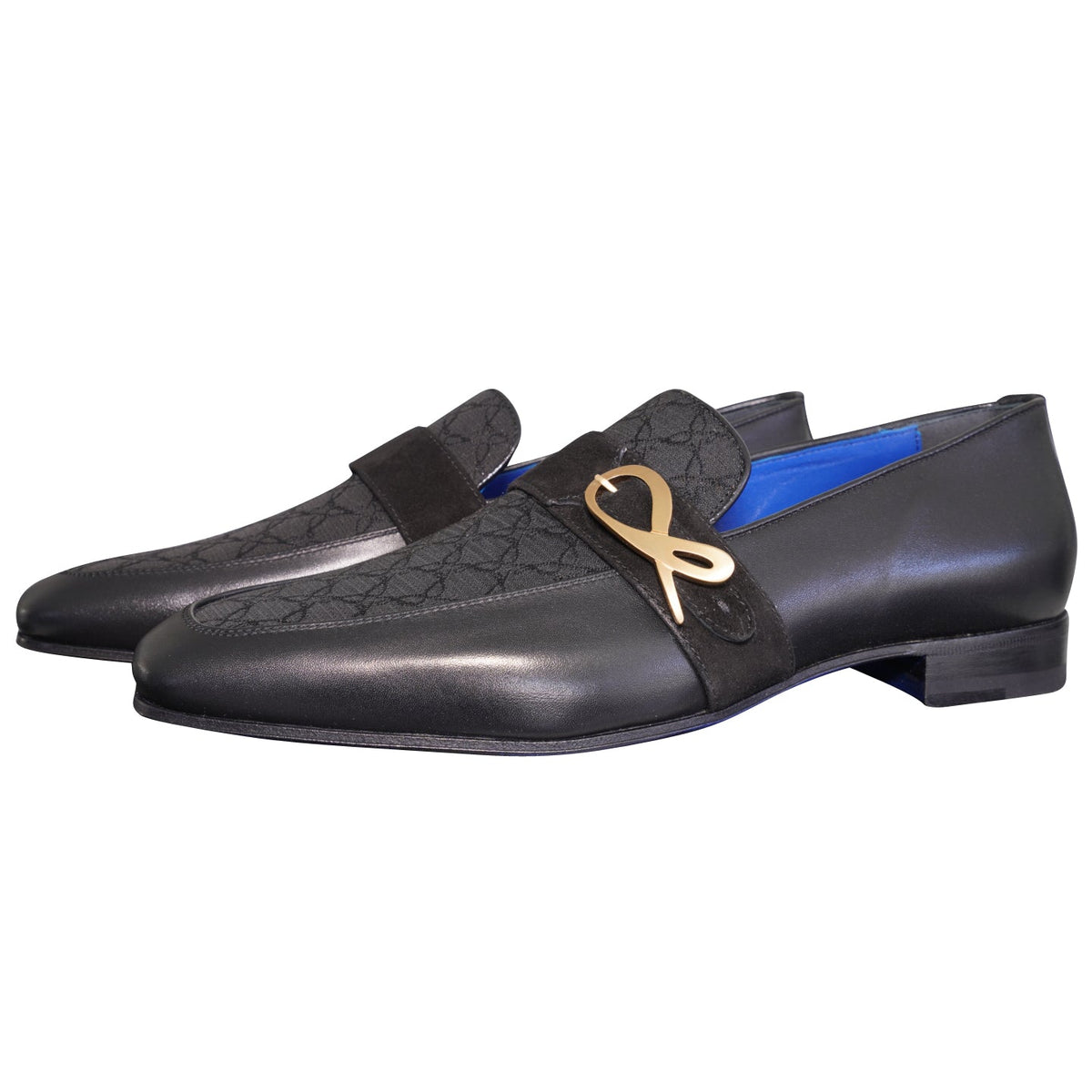 Raven Nero Logo Monk Loafers With Yellow Gold Buckle @ The Vault-3
