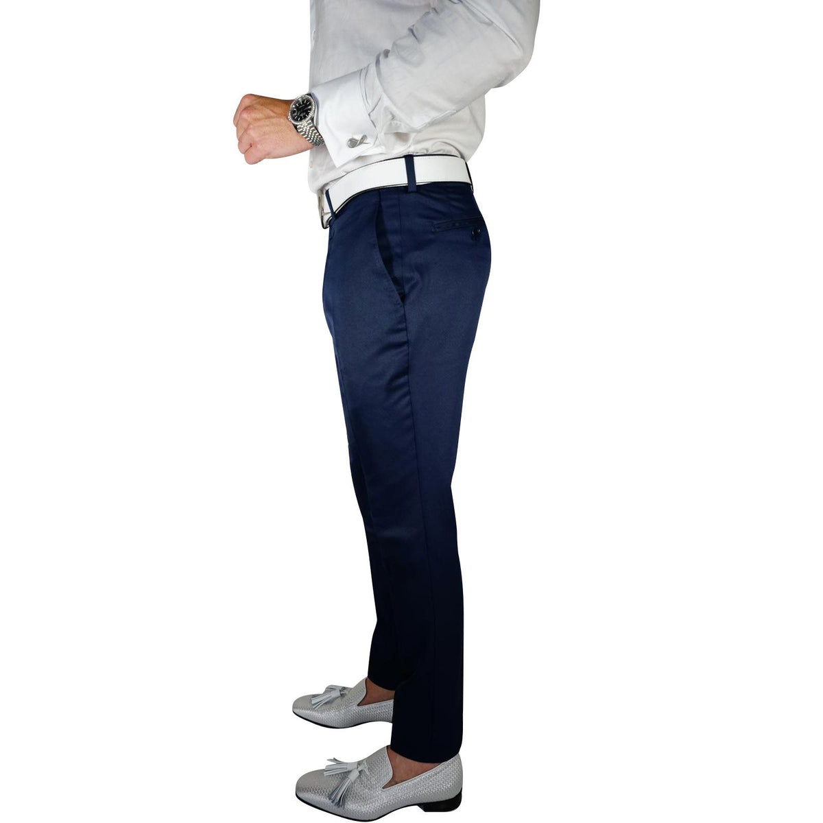 Navy Blue Lucentezza Trousers @ The Vault-4