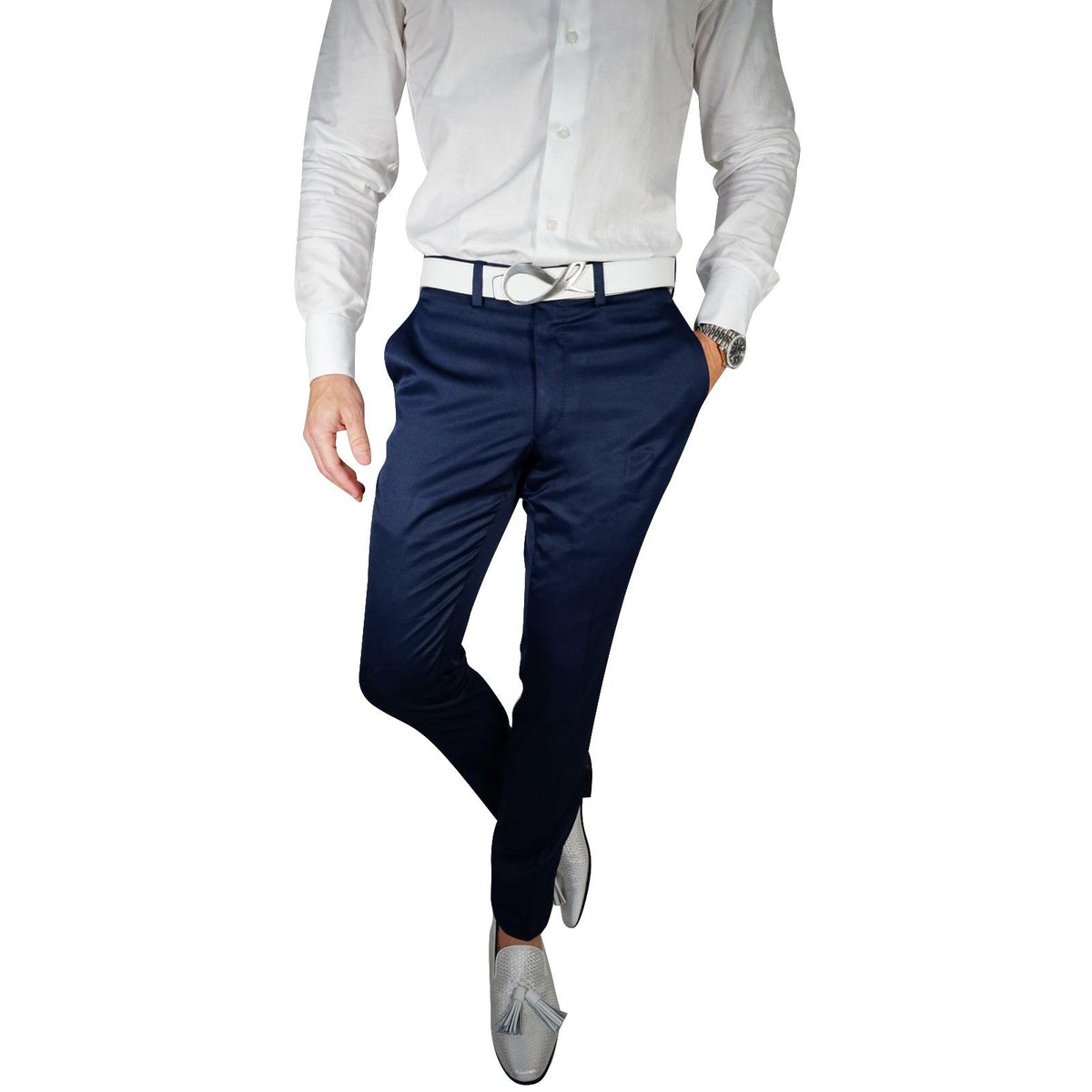 Navy Blue Lucentezza Trousers @ The Vault-1
