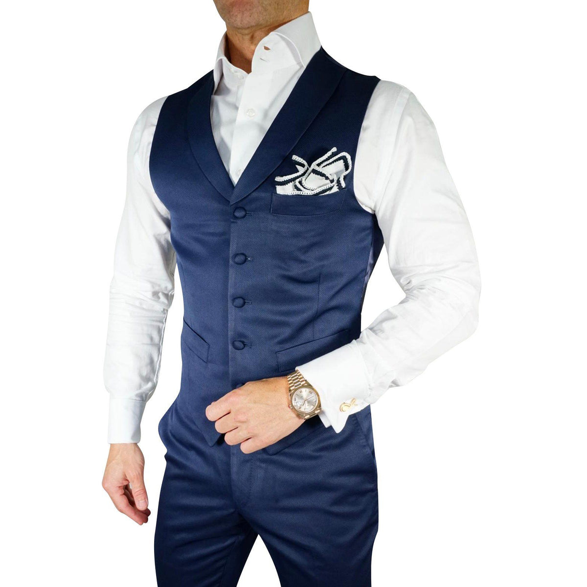 Navy Blue Lucentezza Ciottoli Waistcoat @ The Vault