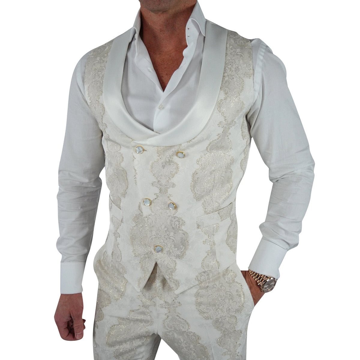 Vanilla Versaille Double Breasted Waistcoat-1