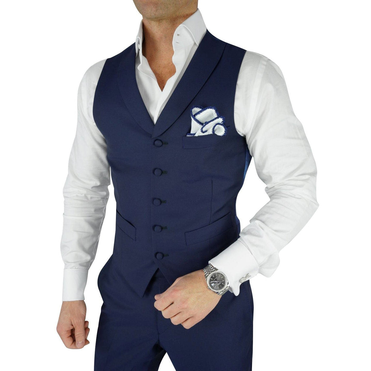 Navy Blue Evento Ciottoli Waistcoat-1