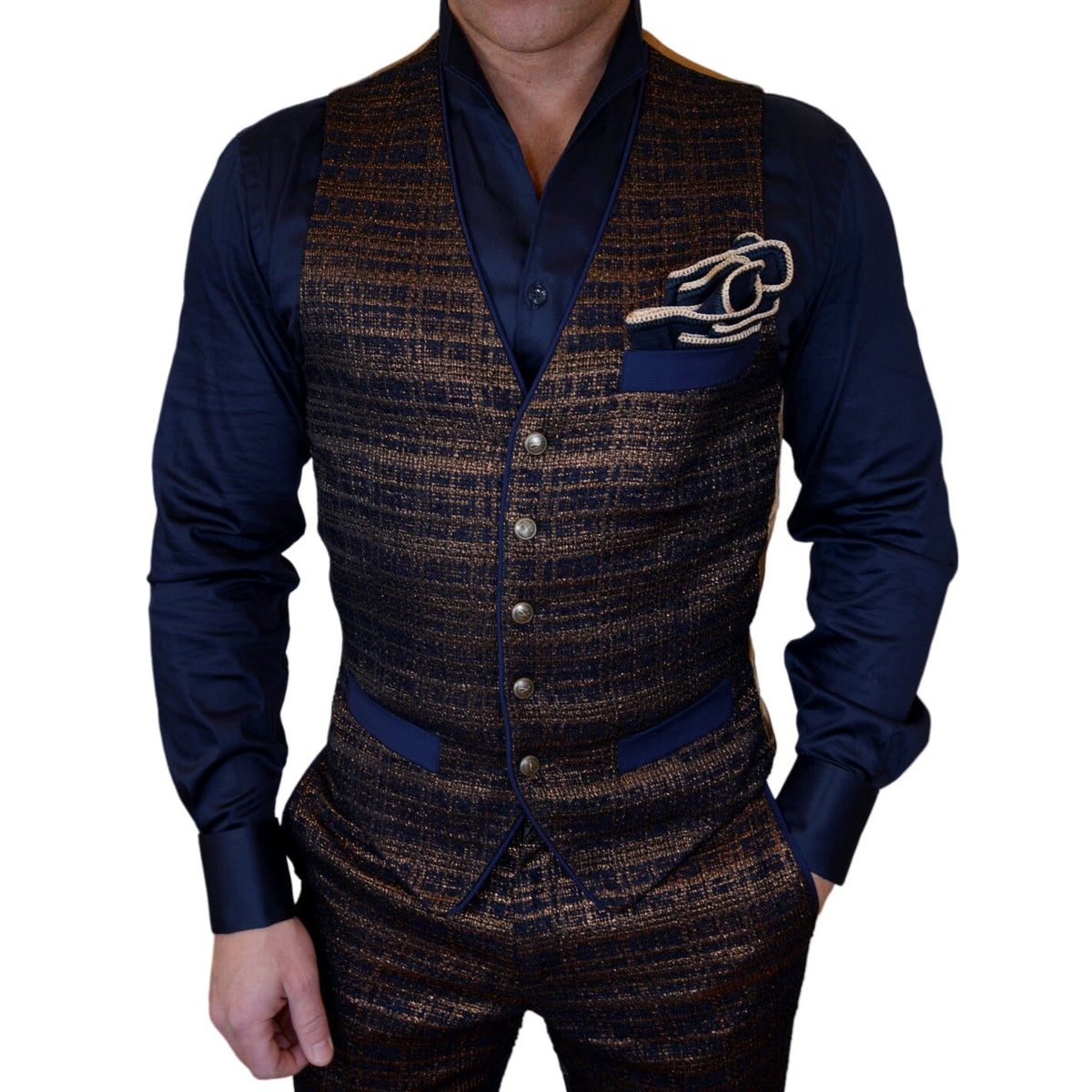 Midnight Bronze Boucle Ciottoli Waistcoat @ The Vault