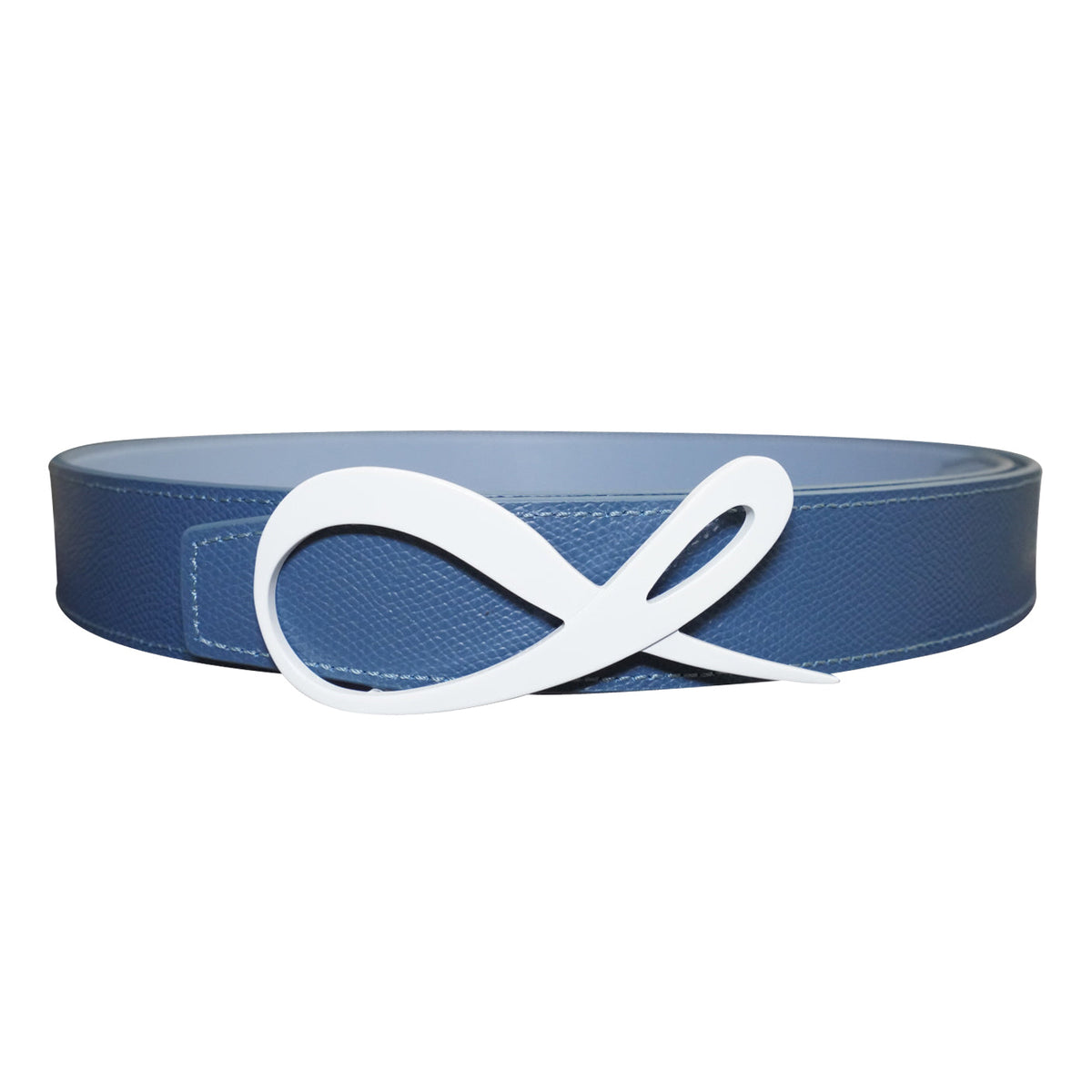 Aegean Blu Maya White Enamel Reversible Belt-1